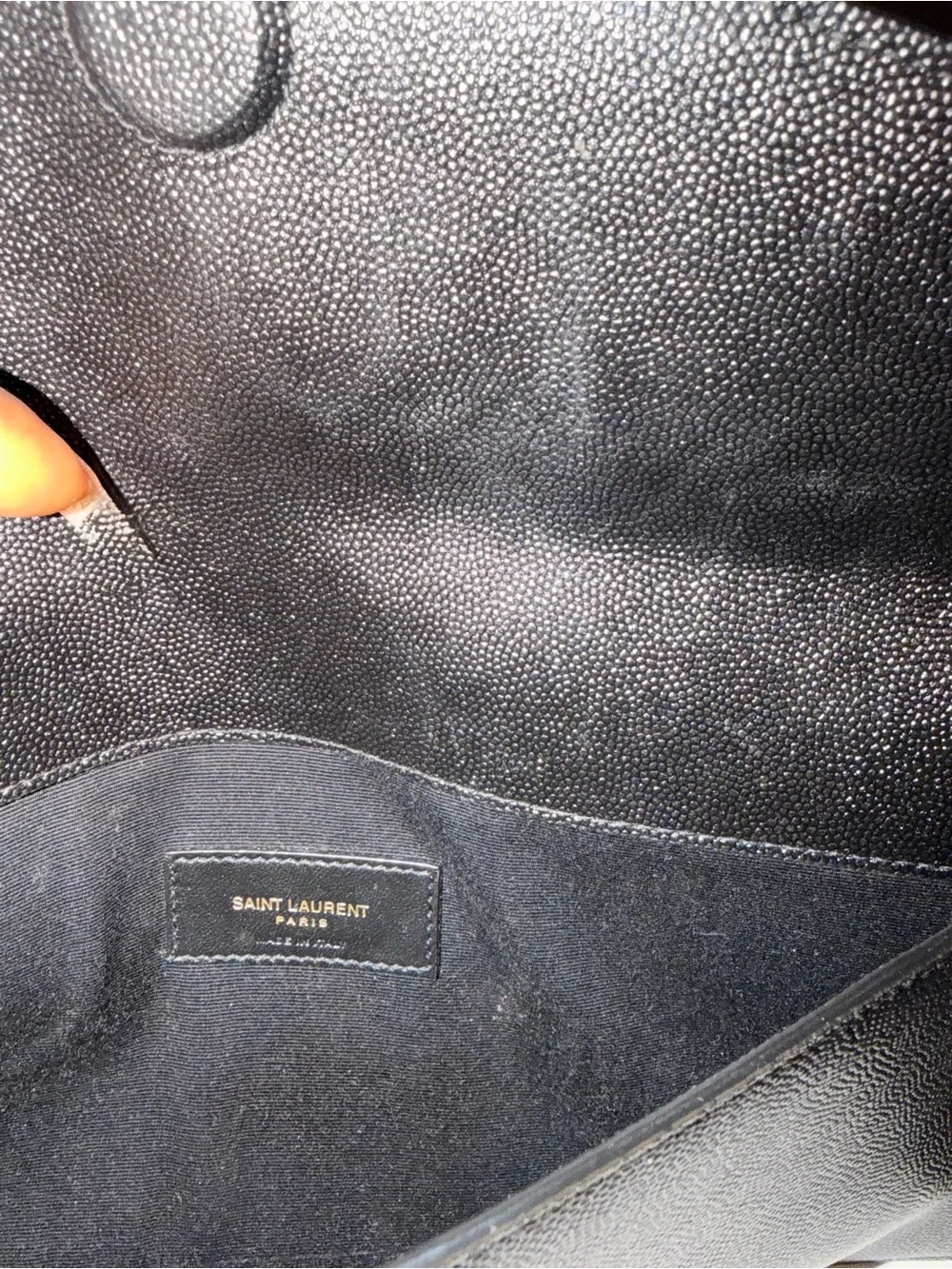 Saint Laurent Black Envelope Clutch Bag With Gold Logo